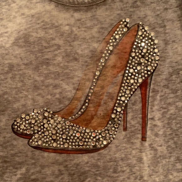 Sparkle by Stoopher burnout tee with embellished high heels girls size 10 - Picture 3 of 5